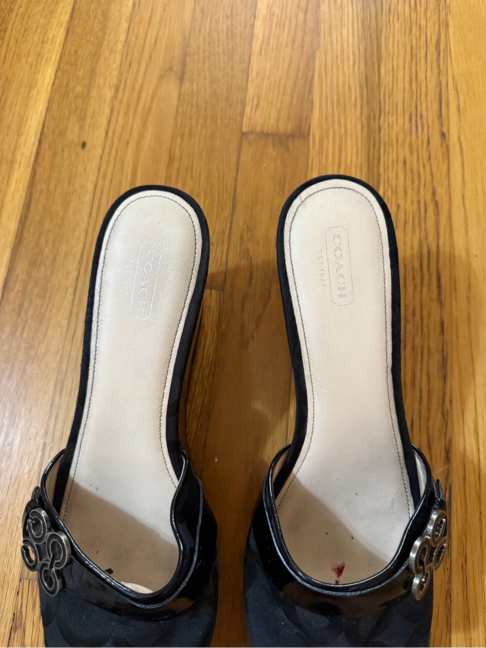 Vintage Coach Black Signature Logo Wedge Slide Sandals 11B - Picture 4 of 10